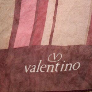 VALENTINO Silk SCARF Striped Pinks and Burgundy Silk Oblong Scarf